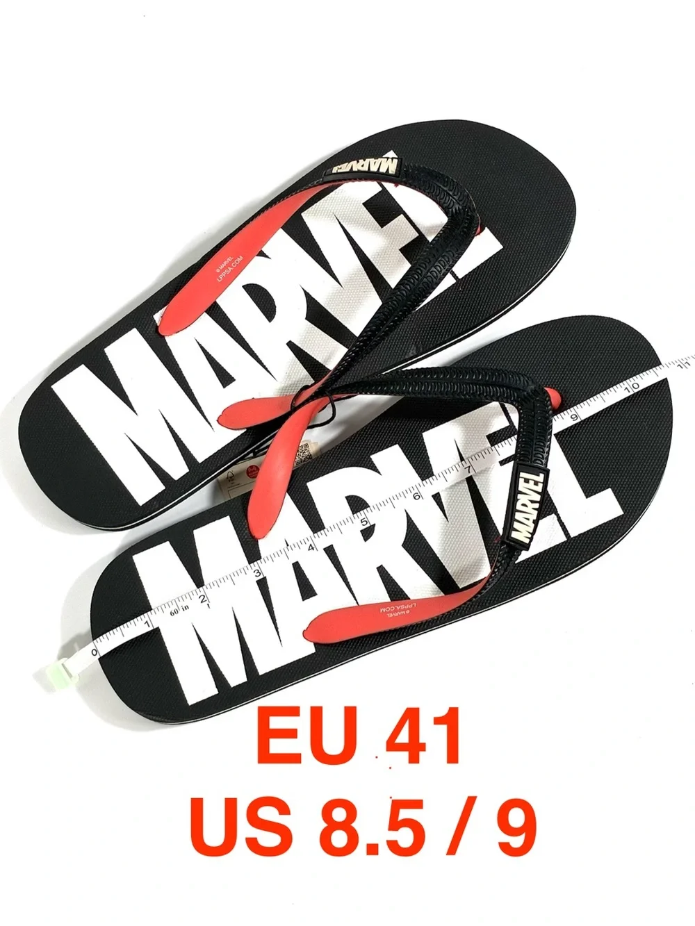 Marvel Comics Men Classic Logo Flip Flops Beach Slides Black White US 9 11 12